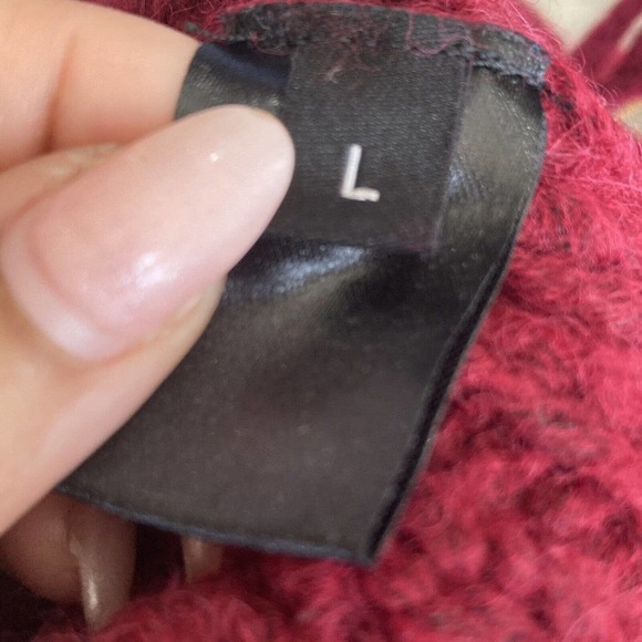 Eleven Six Sweater Womens Large Lorena Fringed Cable Knit Alpaca Blend Burgundy - Picture 10 of 11